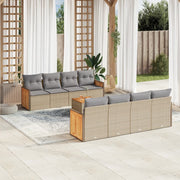 Loungeset 9-delig poly rattan beige