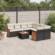 Loungeset 9-delig poly rattan zwart