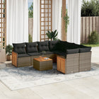 9-Delige Loungeset Met Kussens Poly Rattan Grijs