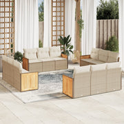 Loungeset 12-delig poly rattan beige