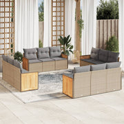 Loungeset 12-delig poly rattan beige