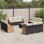 Loungeset 13-delig poly rattan zwart