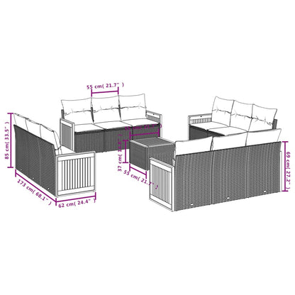 13-Delige Loungeset Met Kussens Poly Rattan Beige