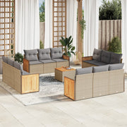 Loungeset poly rattan 13-delig beige