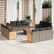 Loungeset 13-delig poly rattan grijs