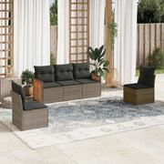 Loungeset 5-delig poly rattan grijs