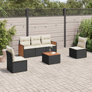 Loungeset 6-delig poly rattan zwart