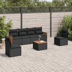 7-delige Loungeset met kussens poly rattan zwart Zwart Met tafel