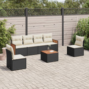 7-piece Loungeset with cushions poly rattan black