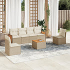 7-delige Loungeset met kussens poly rattan beige 1 beige and cream