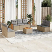 Loungeset 8-delig poly rattan beige