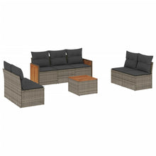 8-delige Loungeset met kussens poly rattan grijs 1 Grijs