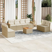 Loungeset 9-delig poly rattan beige