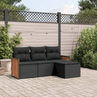 4-delige Loungeset met kussens poly rattan zwart Zwart Zonder tafel