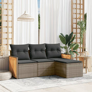 Loungeset 4-delig poly rattan grijs