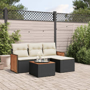 Loungeset 5-delig poly rattan zwart