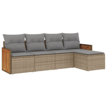 5-delige Loungeset met kussens poly rattan beige 1 Beige en grijs