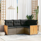 4-delige Loungeset met kussens poly rattan grijs 1 Grijs