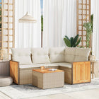 5-delige Loungeset met kussens poly rattan beige 1 beige and cream