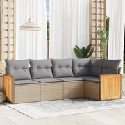 Loungeset 5-delig poly rattan beige