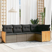 Loungeset 5-delig poly rattan grijs