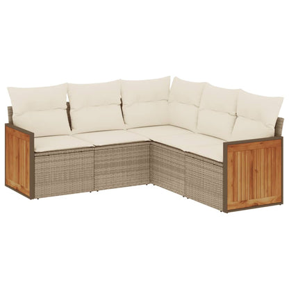 5-Delige Loungeset Met Kussens Poly Rattan Beige beige and cream Zonder tafel