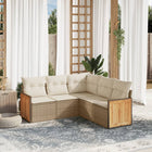 5-Delige Loungeset Met Kussens Poly Rattan Beige beige and cream Zonder tafel