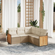 Loungeset 5-delig poly rattan beige