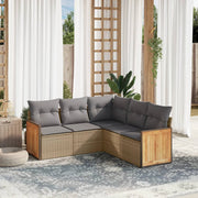 Loungeset 5-delig poly rattan beige
