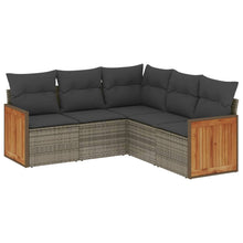 5-Delige Loungeset Met Kussens Poly Rattan Grijs Zonder tafel