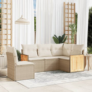 Loungeset 5-delig poly rattan beige