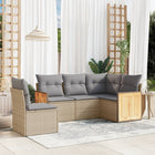 5-Delige Loungeset Met Kussens Poly Rattan Beige en grijs Zonder tafel