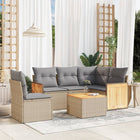 6-Delige Loungeset Met Kussens Poly Rattan Beige en grijs Met tafel