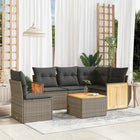 6-piece Lounge Set with Cushions Poly Rattan Grey