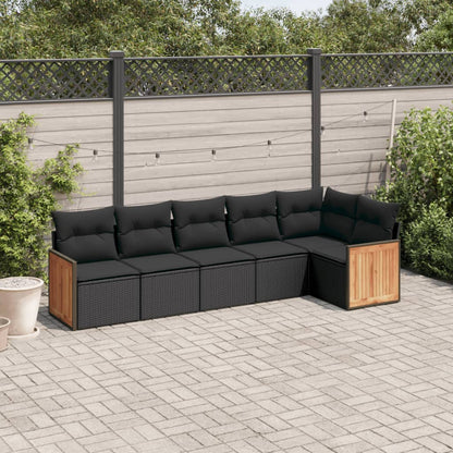 6-Delige Loungeset Met Kussens Poly Rattan Zwart Zonder tafel