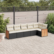 Loungeset 6-delig poly rattan zwart