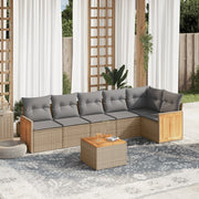 Loungeset 7-delig poly rattan beige
