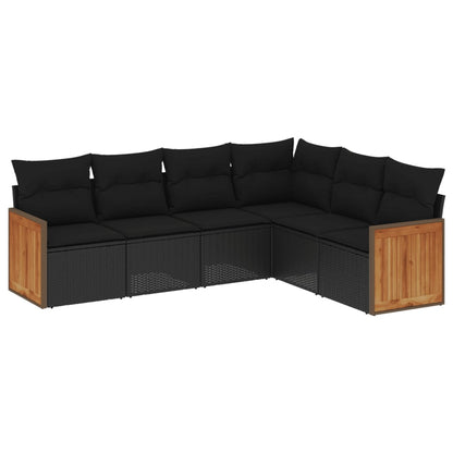 6-Delige Loungeset Met Kussens Poly Rattan Zwart Zonder tafel