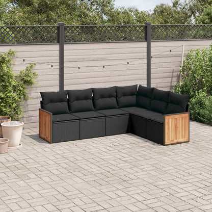 6-Delige Loungeset Met Kussens Poly Rattan Zwart Zonder tafel