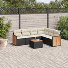 7-Delige Loungeset Met Kussens Poly Rattan Zwart