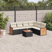 Loungeset 7-delig poly rattan zwart