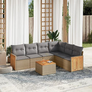 Loungeset 7-delig poly rattan beige