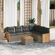 Loungeset 7-delig poly rattan grijs