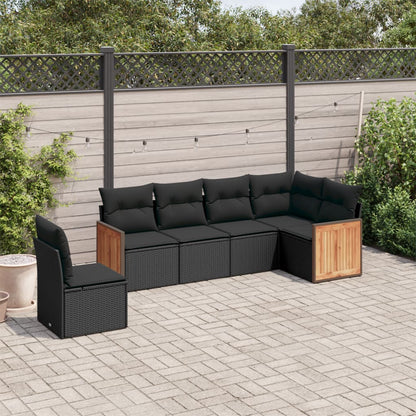 6-Delige Loungeset Met Kussens Poly Rattan Zwart Zonder tafel