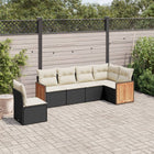 6-piece Lounge Set with cushions poly rattan black
