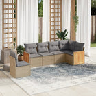 6-Delige Loungeset Met Kussens Poly Rattan Beige en grijs Zonder tafel