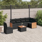 7-Delige Loungeset Met Kussens Poly Rattan Zwart Met tafel