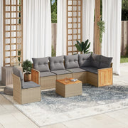 Loungeset 7-delig poly rattan beige