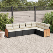 Loungeset 7-delig poly rattan zwart