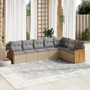 Loungeset 7-delig poly rattan beige